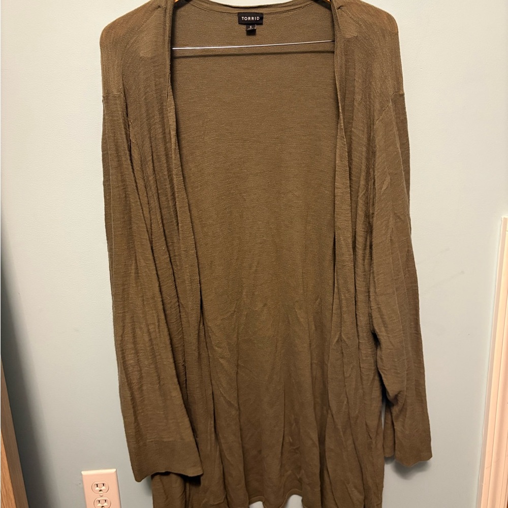 Torrid Green Cardigan Sweater Lightweight Knit